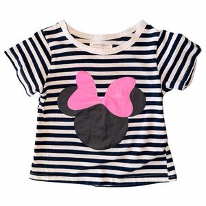 Disney Minnie Mouse Striped Tee with Pink Bow